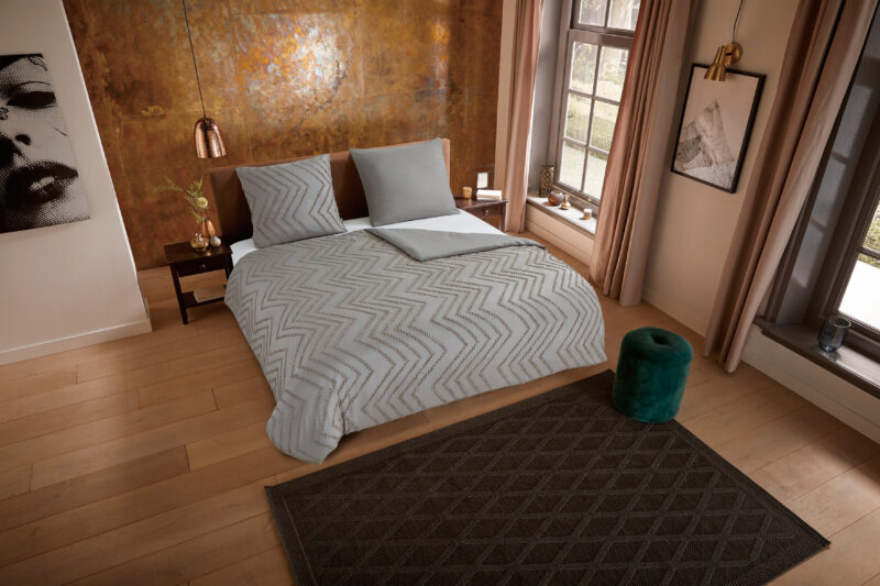 Pure Microfiber dekbedovertrek  "Zigzag" - Taupe