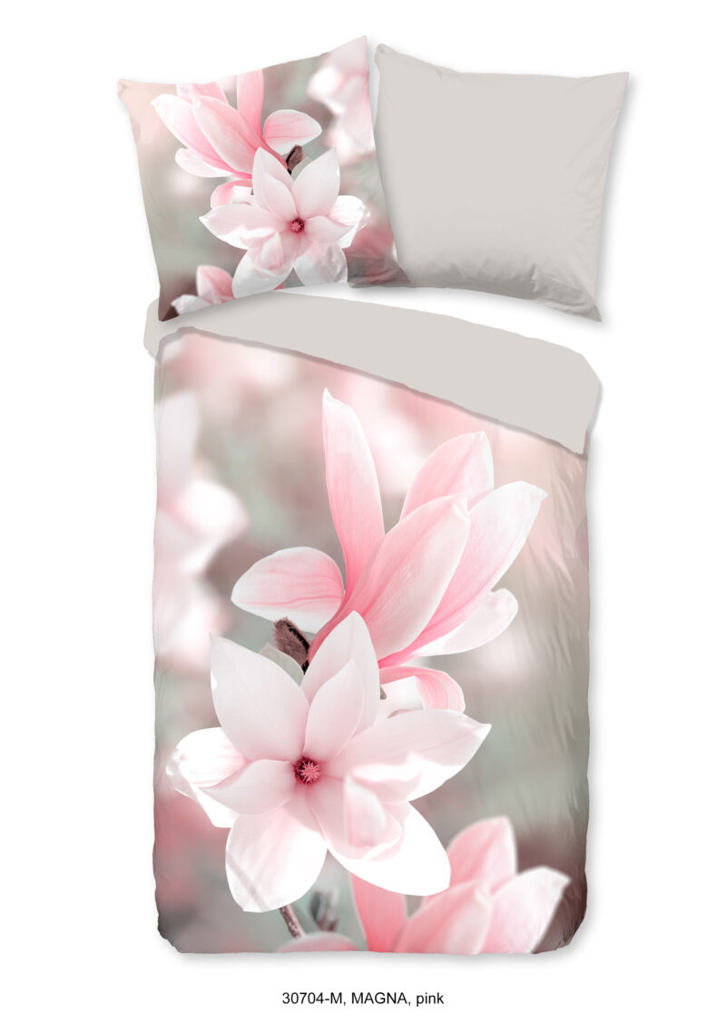 Pure Dekbedovertrek "magnolia bloemen" - Roze - (135x200 cm) - Microfiber