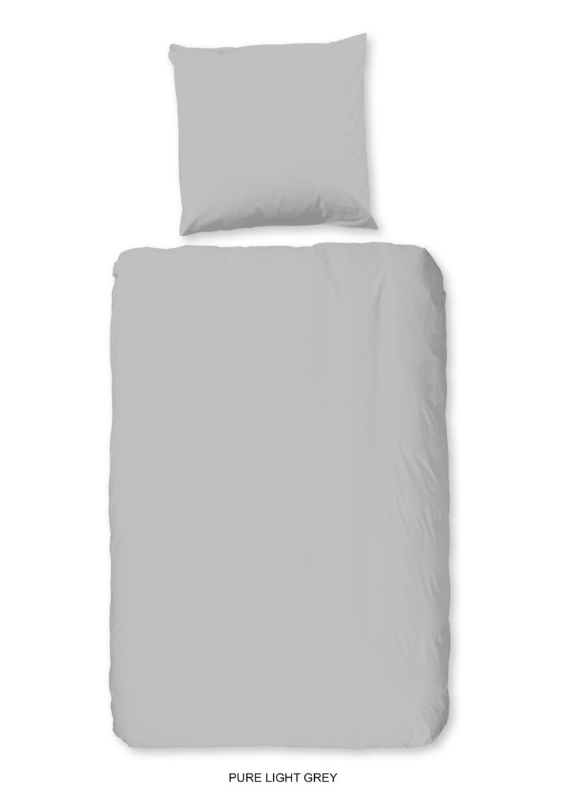 Pure Dekbedovertrek "uni dessin" - Grijs - (135x200 cm) - Microfiber