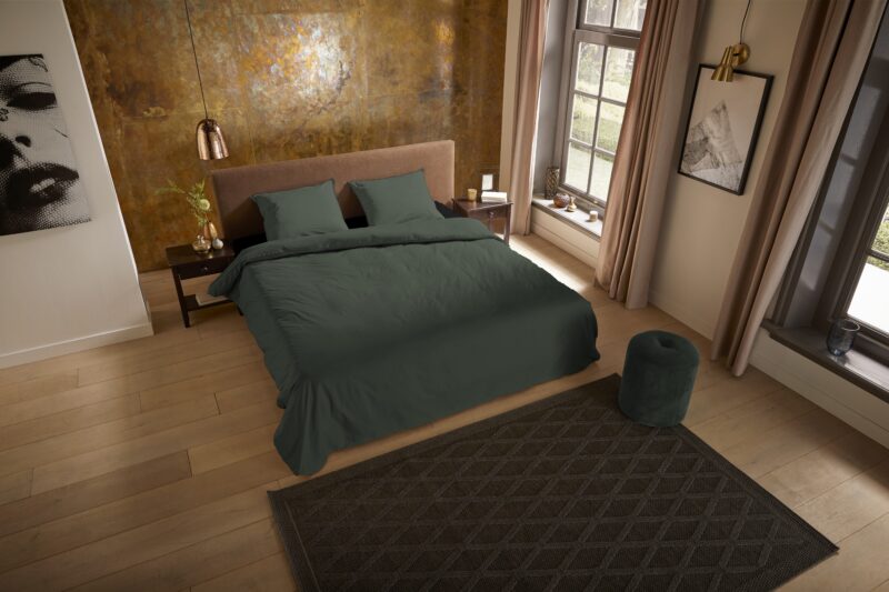 Pure Microfiber dekbedovertrek  "Pure uni dark olive" - Groen