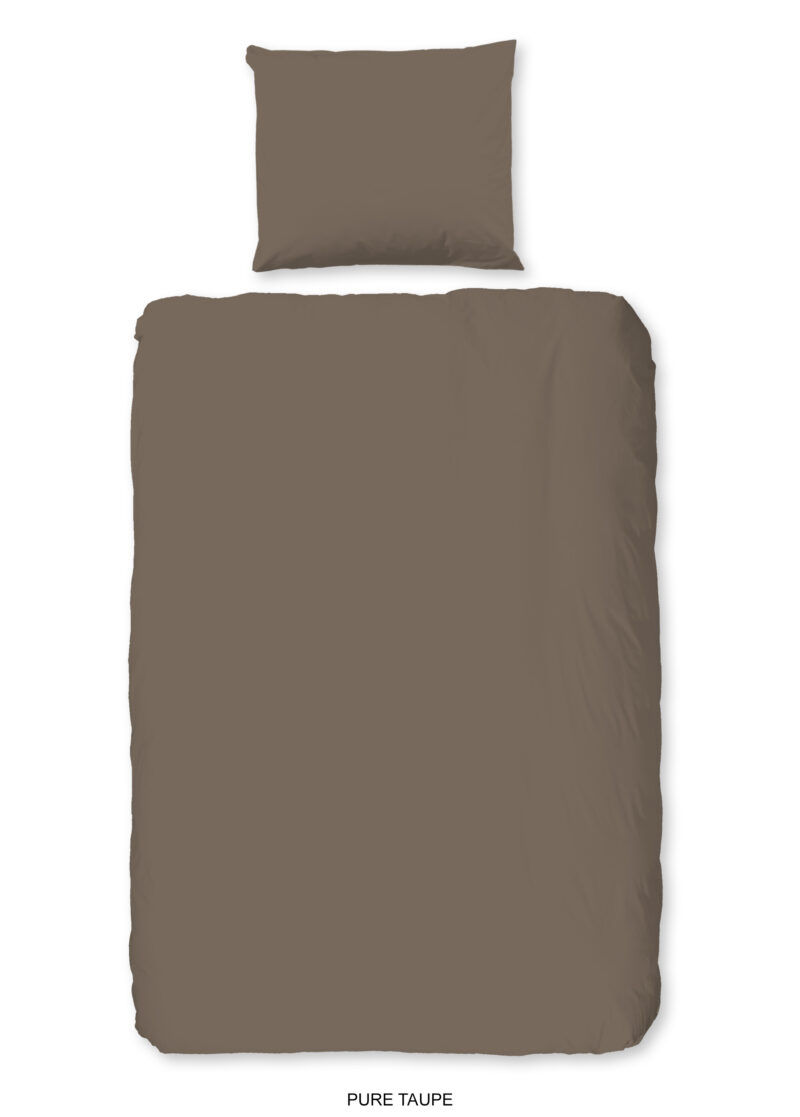Pure Dekbedovertrek "uni dessin" - Taupe - (140x200/220 cm) - Microfiber