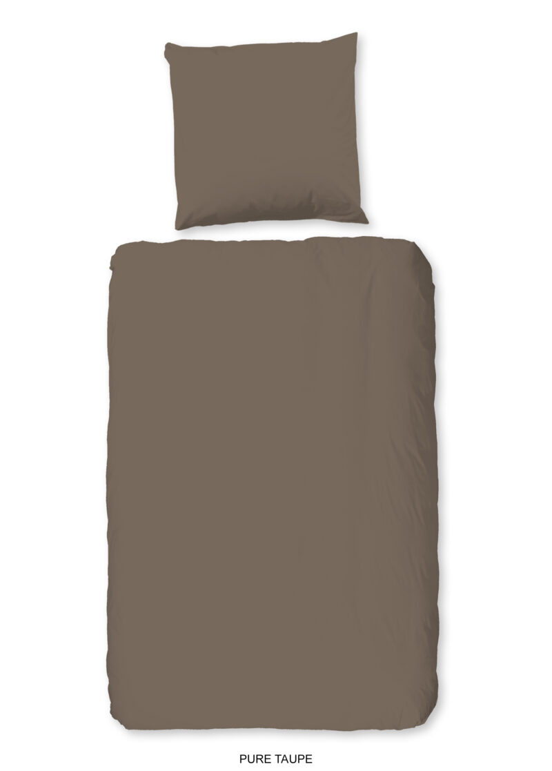 Pure Dekbedovertrek "uni dessin" - Taupe - (155x220 cm) - Microfiber