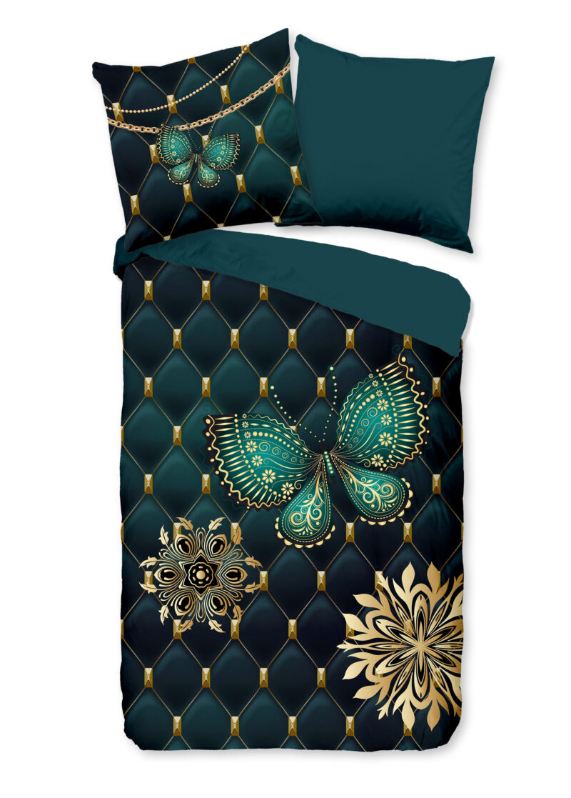 Pure Dekbedovertrek "vlinder" - Petrol - (135x200 cm) - Microfiber