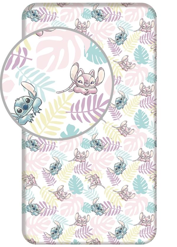 Stitch hoeslaken Bladeren - Eenpersoons - 90 x 200 cm - Katoen