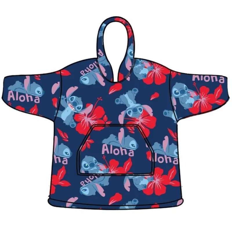 Stitch hoodie poncho bloemen 7 - 14 jaar polyester - pre order