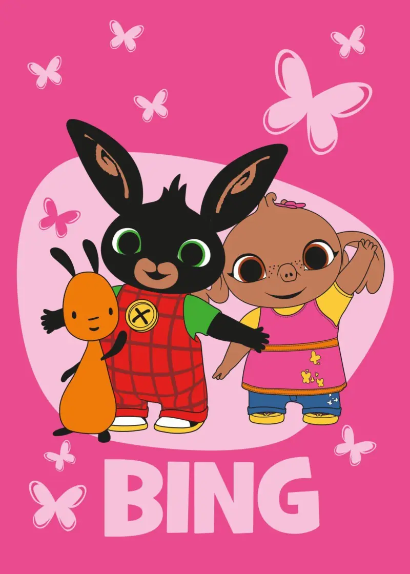 Bing en Sula fleece plaid roze 100 x 150 cm