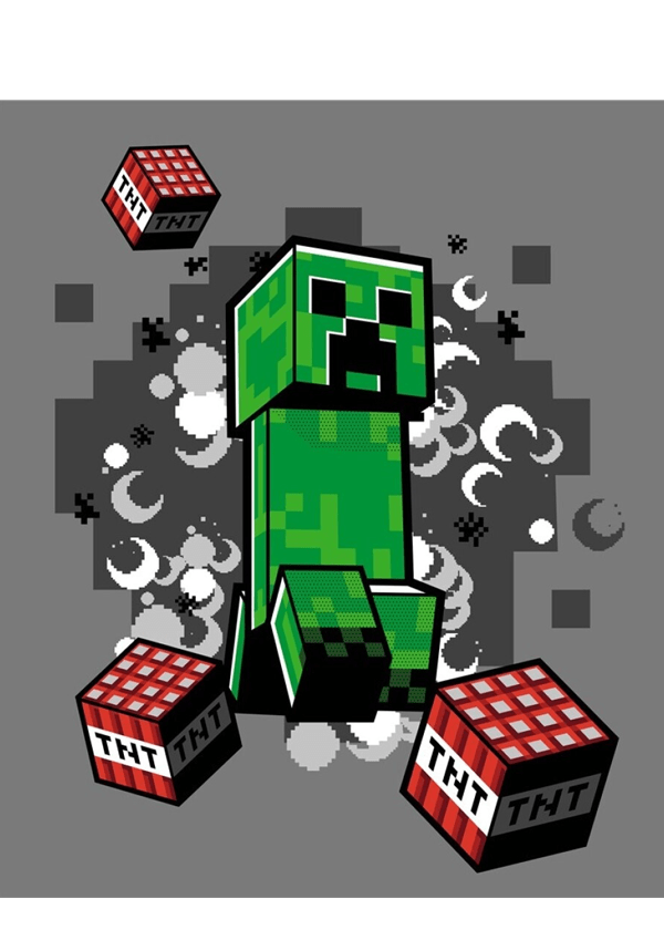 Minecraft Fleece plaid 130 x 160 cm grijs