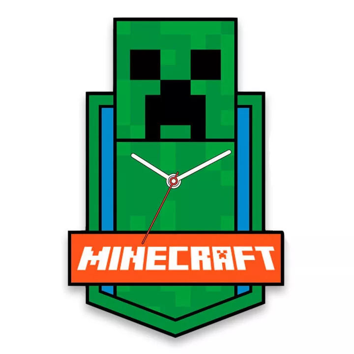 wandklok Minecraft 50x35 cm - groen