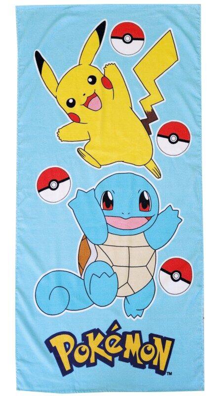 Pokemon strandlaken Squirtle en Pikachu 70 x 140 cm lichtblauw