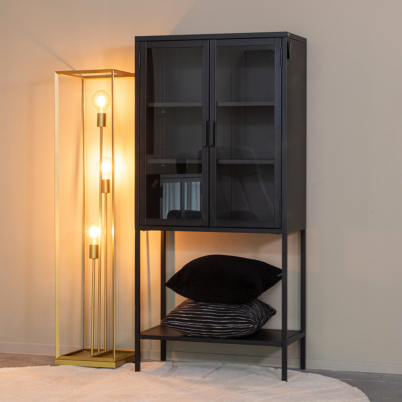 LABEL51 Vitrinekast Level - Zwart - Metaal - 70 cm