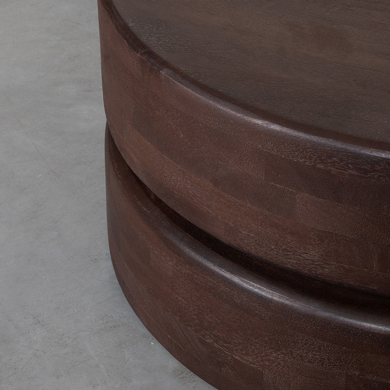 LABEL51 Salontafel I_Milly - Espresso - Mangohout - 70 cm - Rond Mangohout