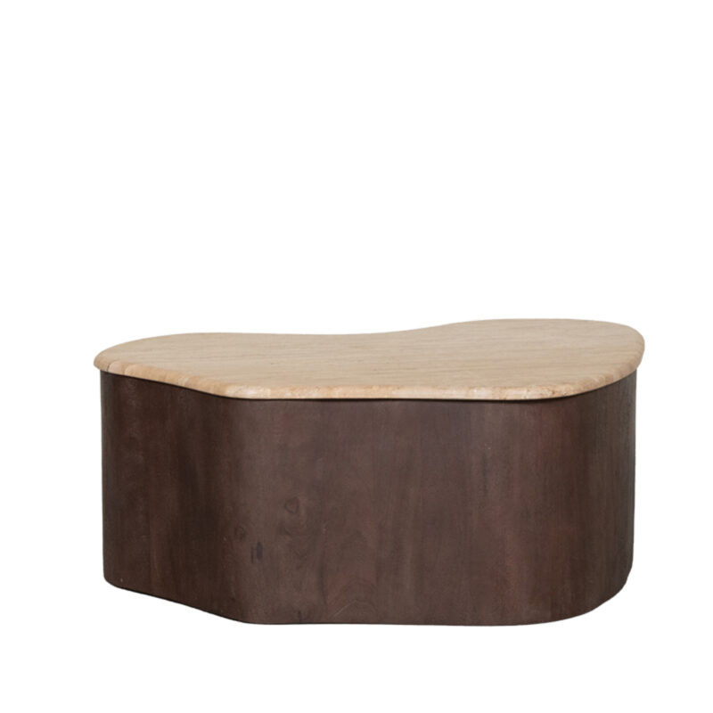 LABEL51 Salontafel I_Davi - Espresso - Travertin - 80 cm I_Davi