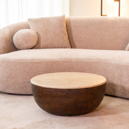 LABEL51 Salontafel I_Bowl - Espresso - Travertin - 70 cm - Rond