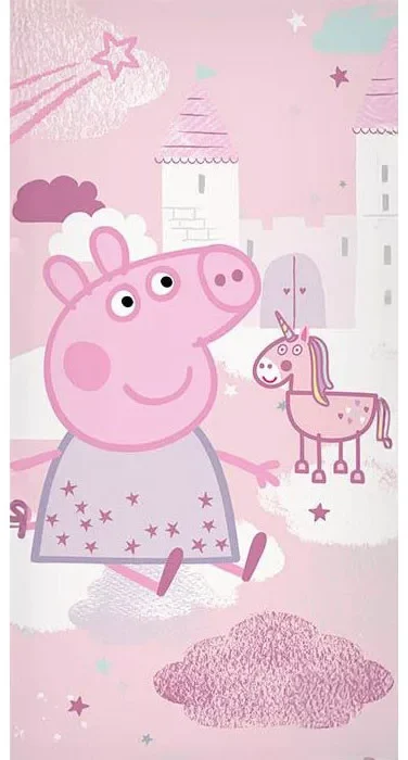 Peppa Pig handdoek roze 70 x 140 cm katoen