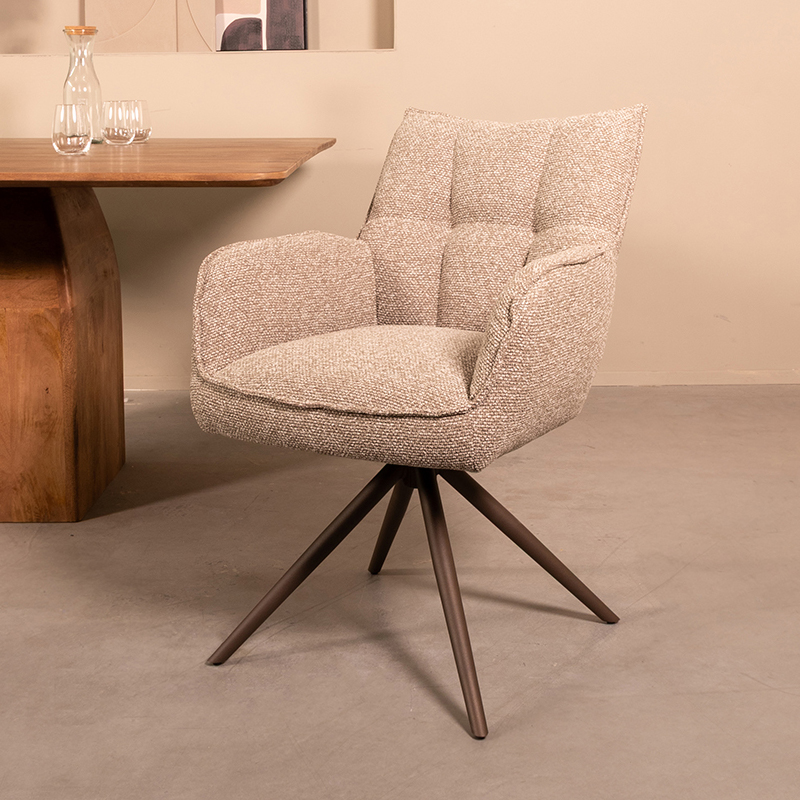 LABEL51 Eetkamerstoel Amalfi - Mushroom - - Brons Metalen Frame