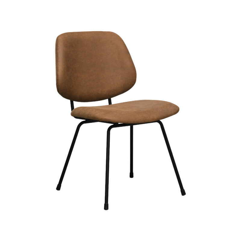 LABEL51 Eetkamerstoel Bello - Cognac - - Zwart Metalen Frame Bello