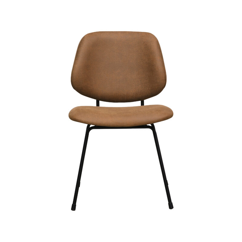 LABEL51 Eetkamerstoel Bello - Cognac - - Zwart Metalen Frame