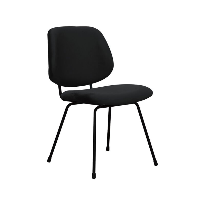 LABEL51 Eetkamerstoel Bello - Zwart - - Zwart Metalen Frame