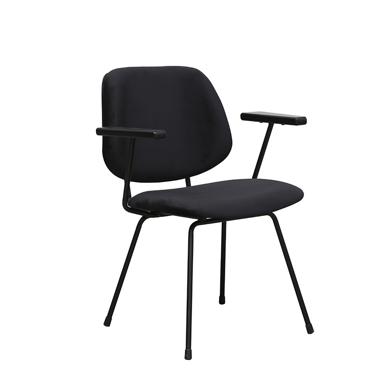 LABEL51 Eetkamerstoel Gastron - Zwart - - Zwart Metalen Frame