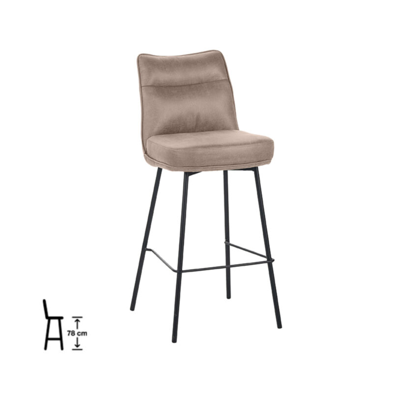 LABEL51 Eetkamerstoel Lennon - Taupe - Micro Suede - Hoog