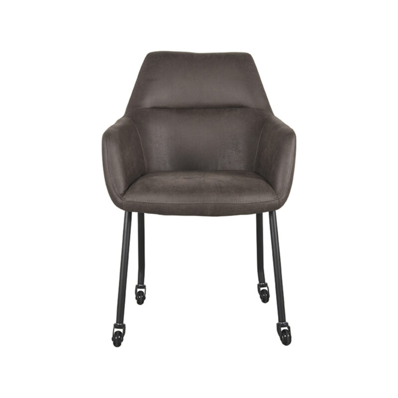 LABEL51 Eetkamerstoel Lenny - Antraciet - - Zwart Metalen Frame Lenny