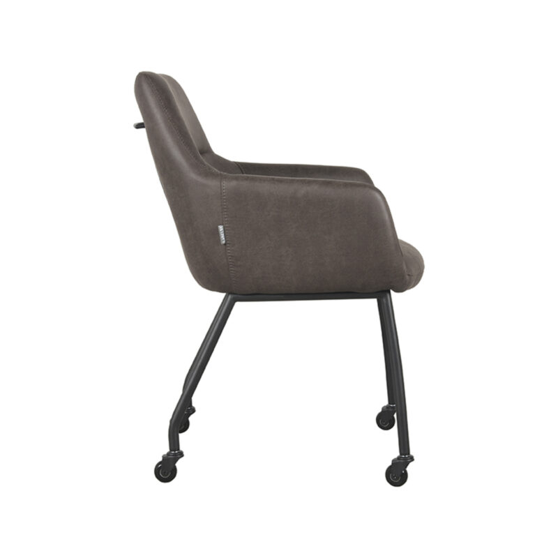 LABEL51 Eetkamerstoel Lenny - Antraciet - - Zwart Metalen Frame