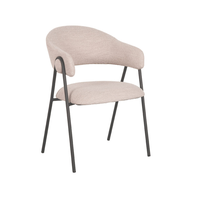 LABEL51 Eetkamerstoel Lowen - Naturel - - Zwart Metalen Frame Lowen