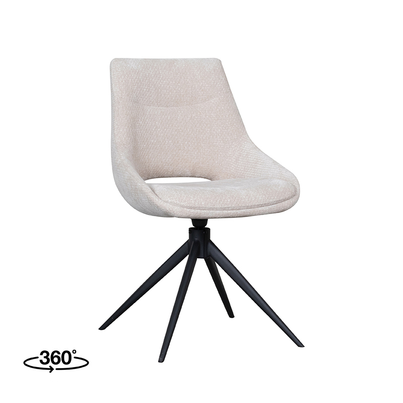 LABEL51 Eetkamerstoel Marlow - Naturel - - Zwart Metalen Frame Marlow