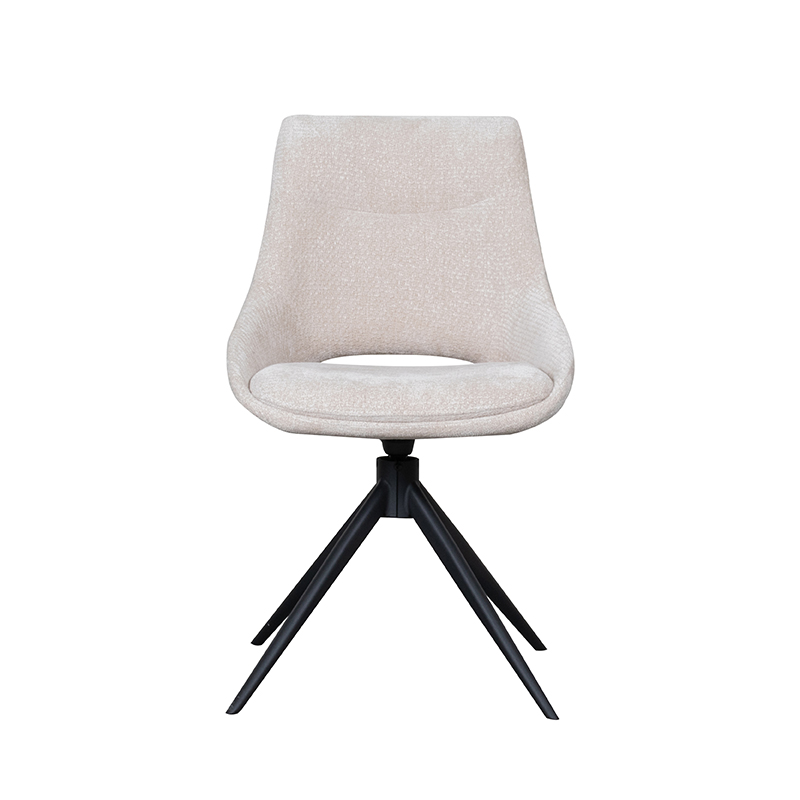 LABEL51 Eetkamerstoel Marlow - Naturel - - Zwart Metalen Frame