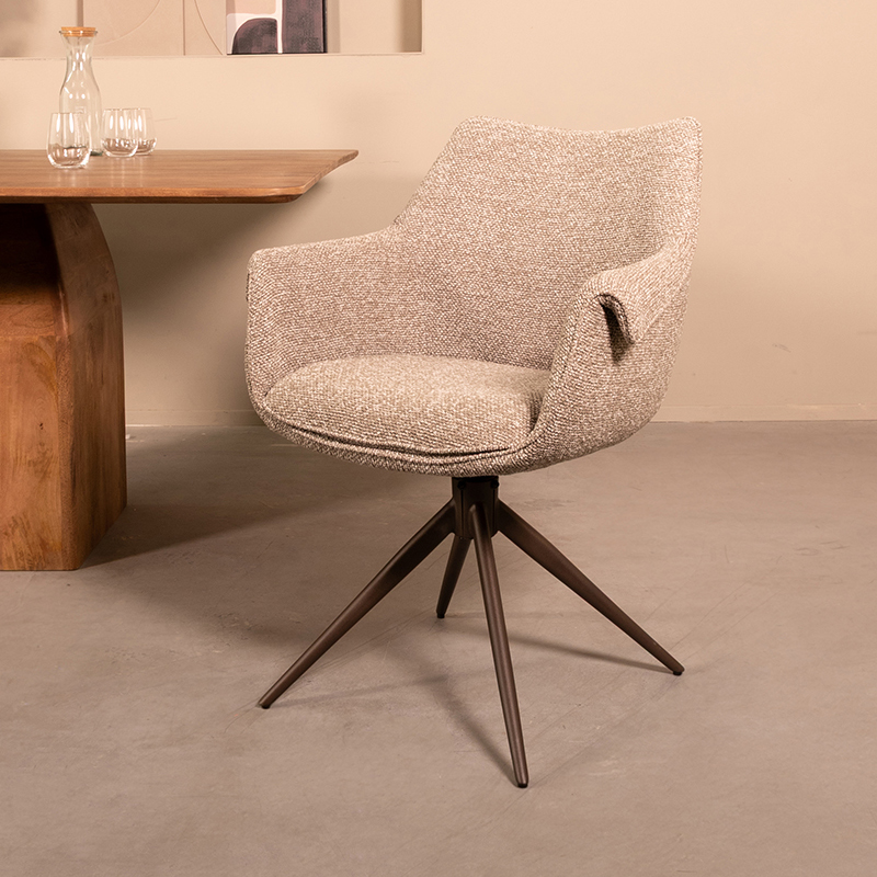 LABEL51 Eetkamerstoel Narumi - Mushroom - - Brons Metalen Frame