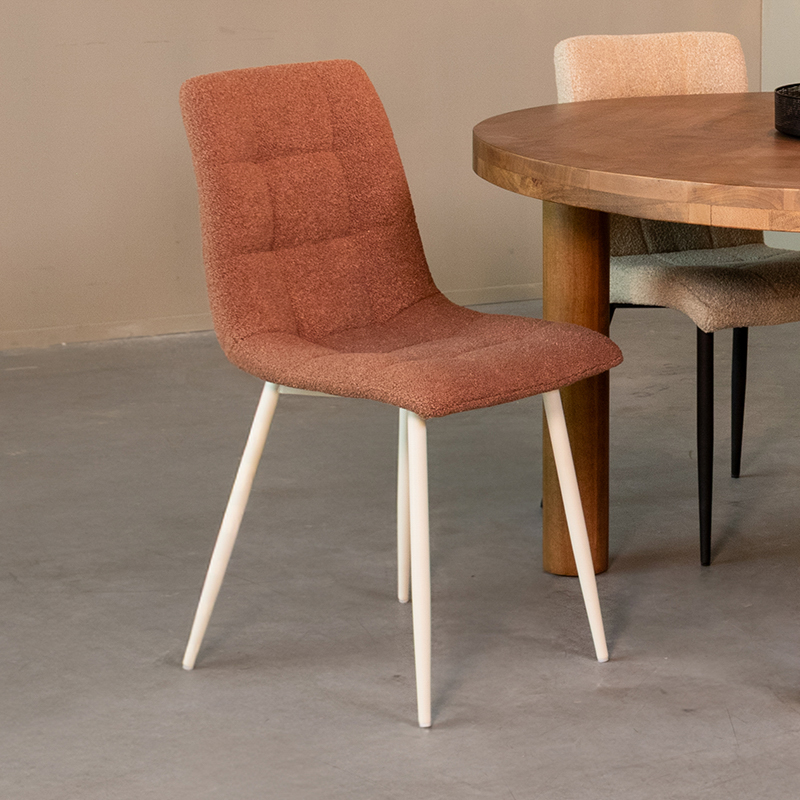 LABEL51 Eetkamerstoel Nino - Terra - - Wit Metalen Frame