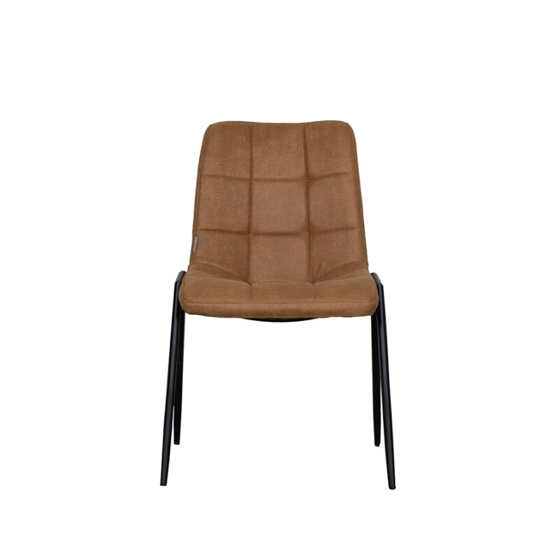 LABEL51 Eetkamerstoel Noor - Cognac - - Zwart Metalen Frame