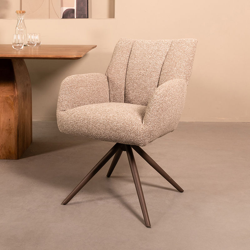 LABEL51 Eetkamerstoel Padua - Mushroom - - Brons Metalen Frame