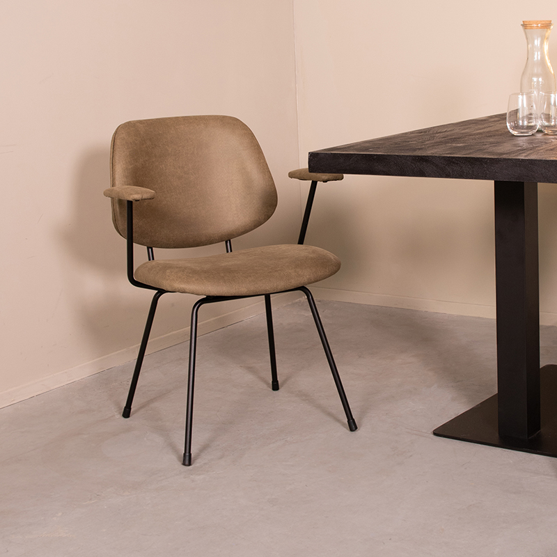 LABEL51 Eetkamerstoel Rivano - Moss - - Zwart Metalen Frame