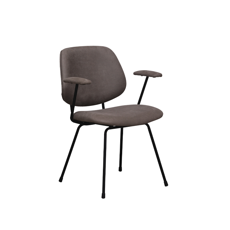 LABEL51 Eetkamerstoel Rivano - Taupe - - Zwart Metalen Frame Rivano