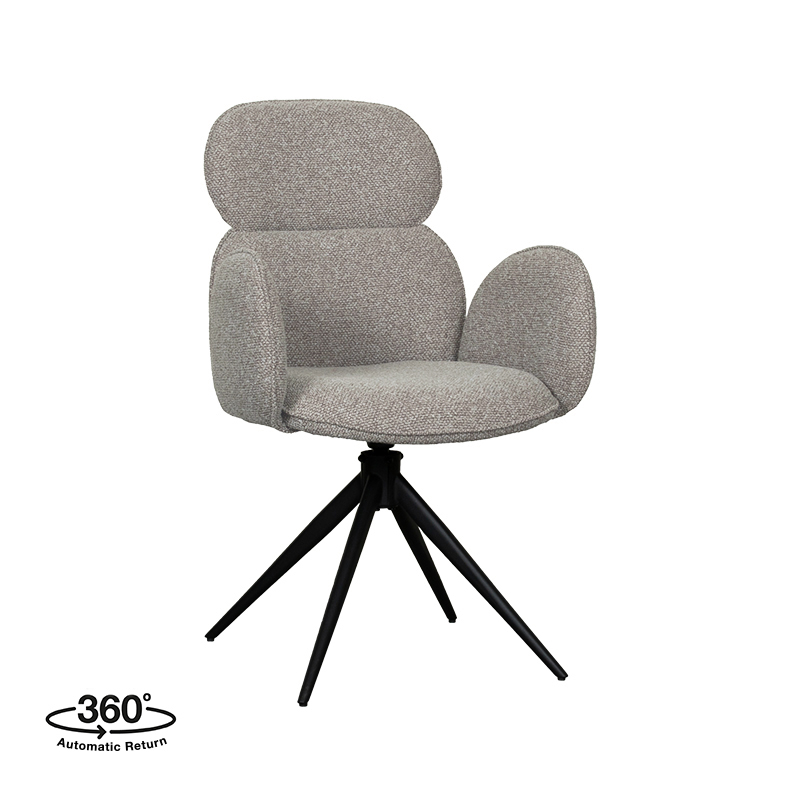 LABEL51 Eetkamerstoel Vidar - Mushroom - - Zwart Metalen Frame Vidar