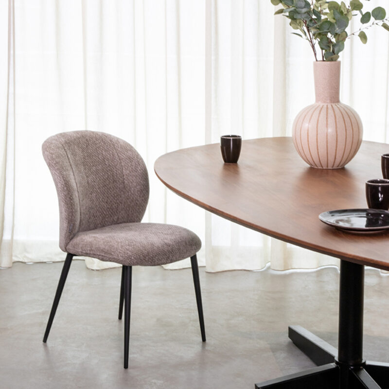 LABEL51 Eetkamerstoel Vino - Stone - Elite - Zwart Metalen Frame