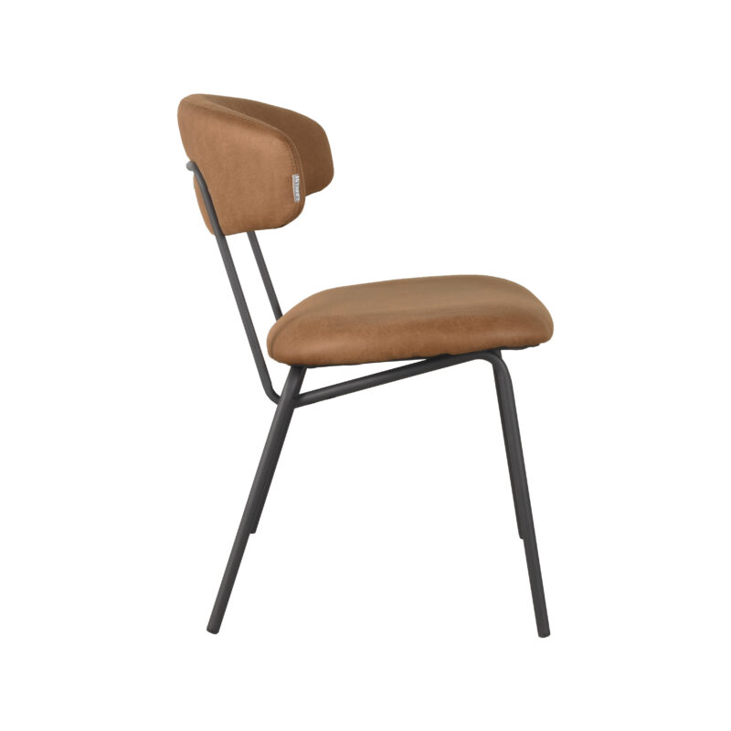 LABEL51 Eetkamerstoel Zack - Cognac - - Zwart Metalen Frame