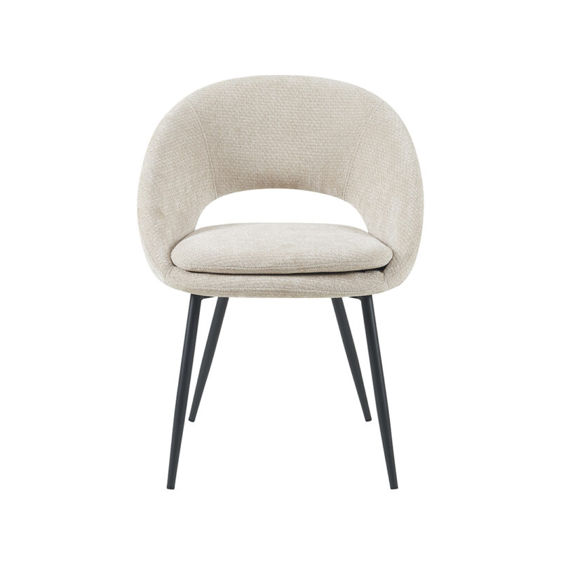 LABEL51 Eetkamerstoel Zohra - Naturel - - Zwart Metalen Frame Zohra