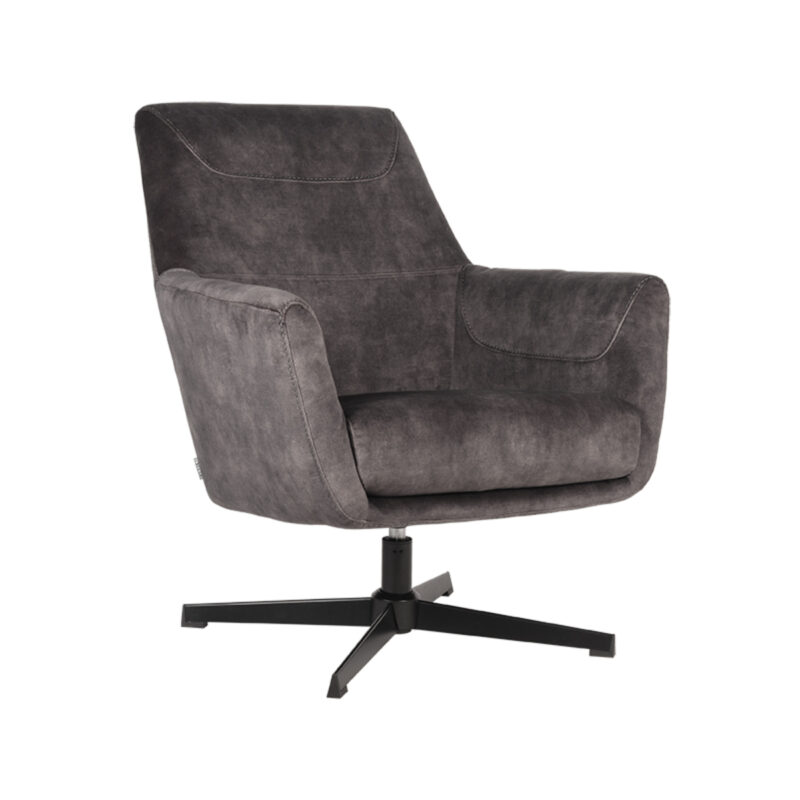 LABEL51 Fauteuil Toby - Antraciet - Velours - One Size Velours