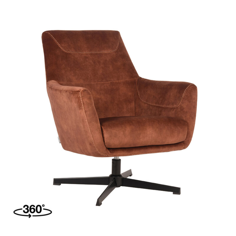 LABEL51 Fauteuil Toby - Rust - Velours - One Size Toby