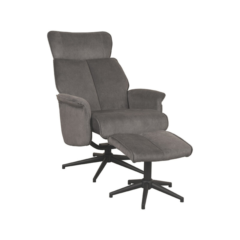 LABEL51 Fauteuil Verdal - Antraciet - Cosmo - Incl. Hocker Verdal