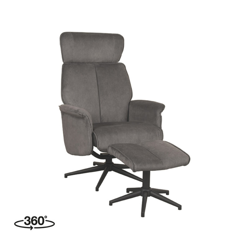 LABEL51 Fauteuil Verdal - Antraciet - - Incl. Hocker
