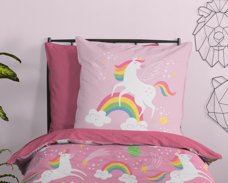 Pure Wasbaar kinderdekbed "eenhorens en regenbogen