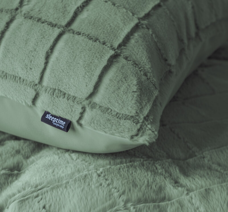 Sleeptime Faux Fur Check Donker Groen 140 x 220