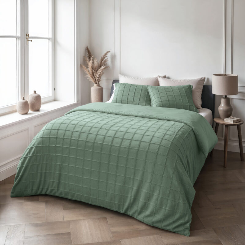 Sleeptime Faux Fur Check Donker Groen 240 x 220