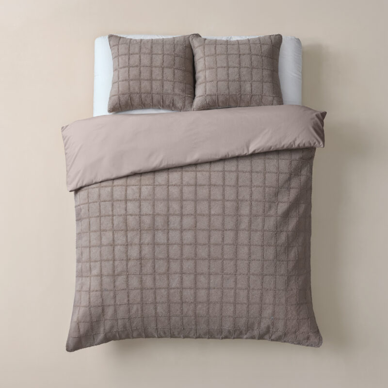 Faux Fur Check Taupe 240x200/220 Sleeptime
