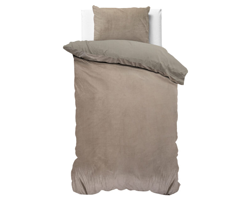 Velvet Uni Dekbedovertrek Taupe 140 x 220 Sleeptime