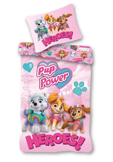 Paw Patrol Pup Power peuterdekbedovertrek - roze - 100 x 135 cm