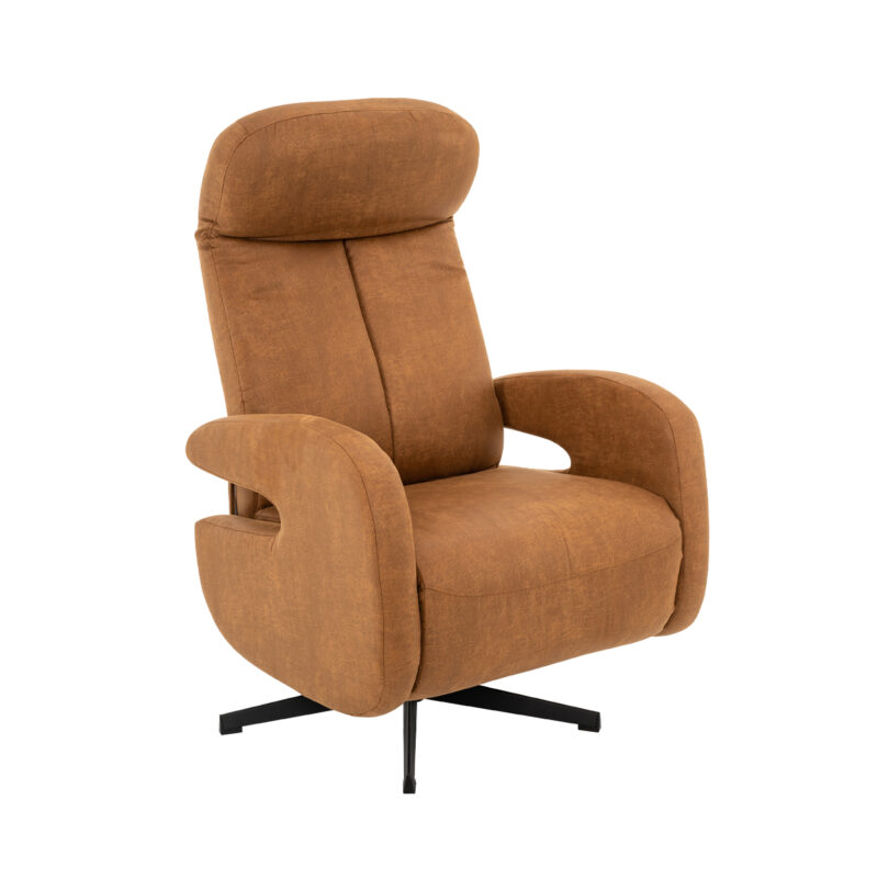 LABEL51 Fauteuil Esbjerg - Cognac - Micro Suede - Manueel Verstelbaar